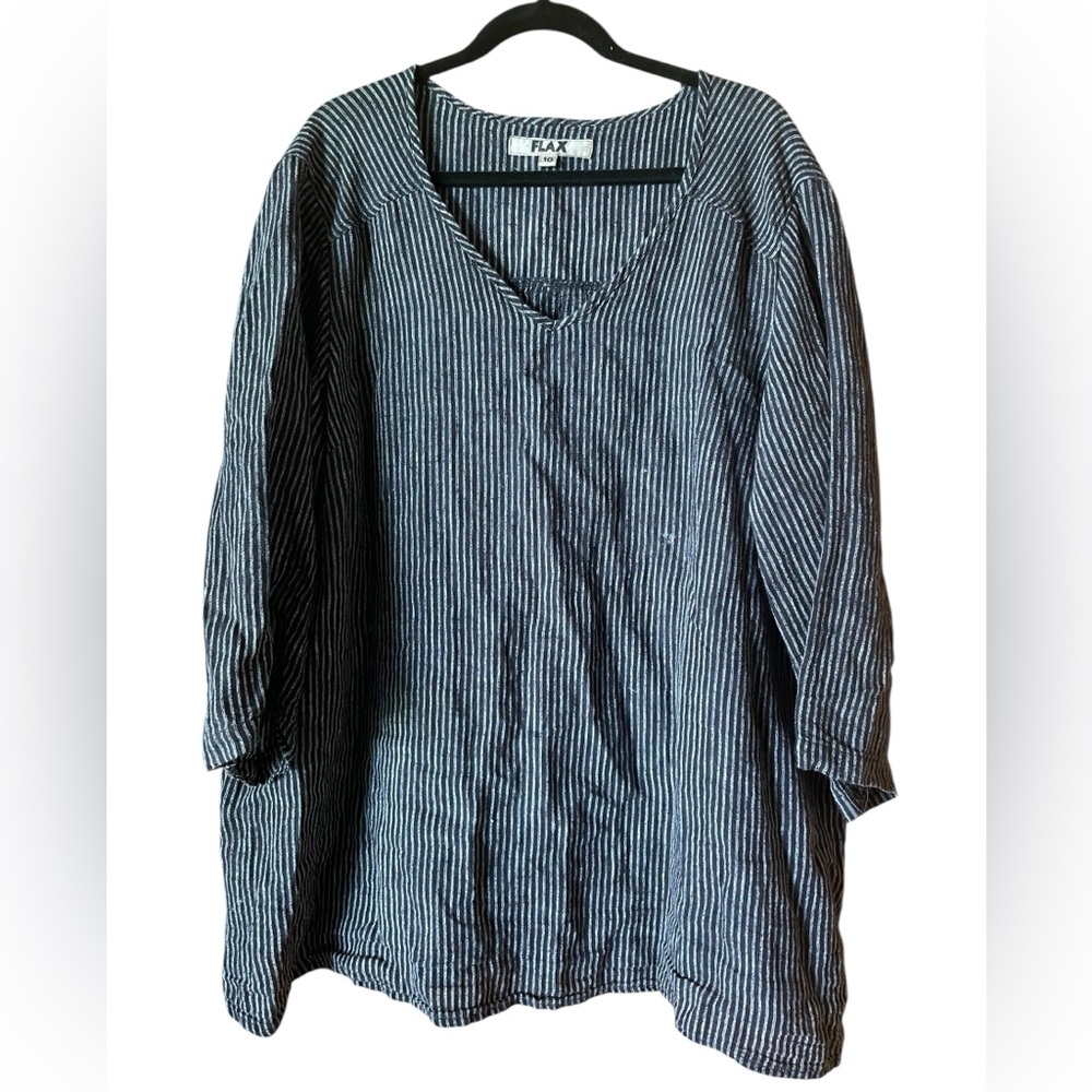 FLAX  Linen Top Womens 1G Organic Relaxed Lagenlook Sustainable Tunic